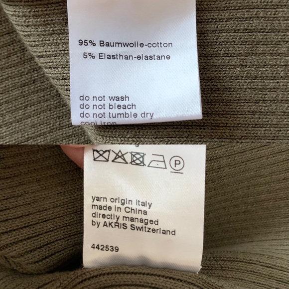 AKRIS Punto Olive Ribbed Cotton Knit Short Sleeve Tee Grommets - Picture 9 of 10